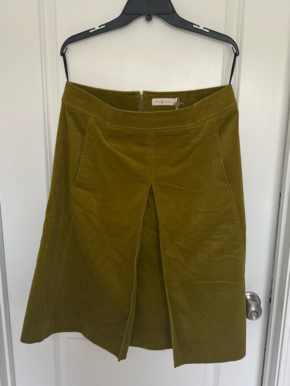 Tory Burch Olive Green Corduroy A-Line Skirt size 12